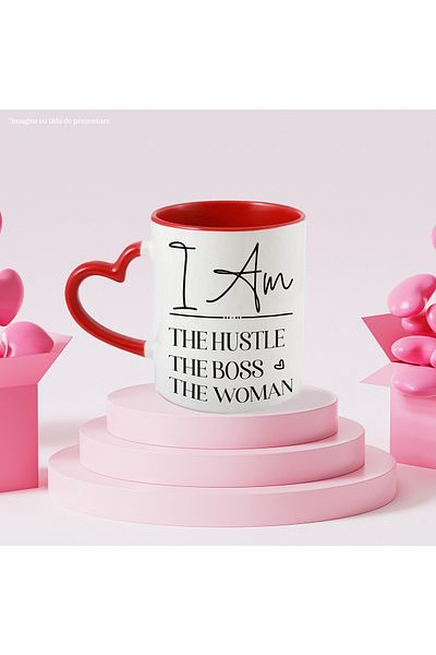 StoryGift Romania Mug for working women who are also bosses - success with Red Heart Handle, With, STG.