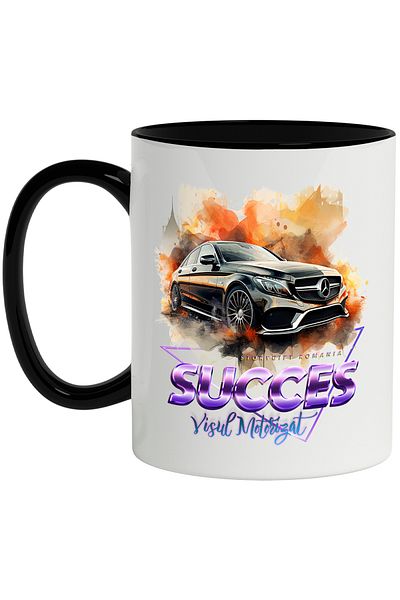 StoryGift Romania Mug With Message Success Motorized Dream, Car, Triangle, Mercedes, Multicolor 330, With, STG