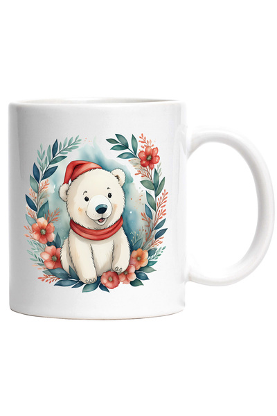 StoryGift Romania Cana cu un urs polar vesel | ilustratie | caciula de Craciu...