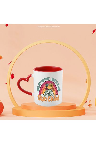 StoryGift Romania Mug with the message "Grow wild, sun child", summer, vacation, relaxation, holiday, illustrated, With ,STG
