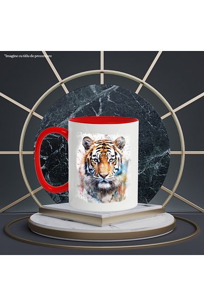 StoryGift Romania Mug With Tiger Head, Poster, Illustration, Paint, Animal, Multicolor 330 ml, Ceram, With ,STG.