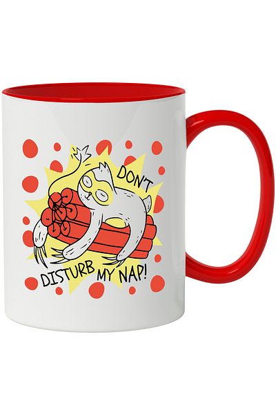 StoryGift Romania Mug With English Message Don't Disturb My Nap, Lazy, Dynamite, Multicolor 330 m, With ,STG