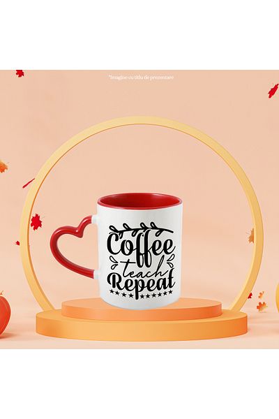 StoryGift Romania Mug with stars and the text "Coffee, teach, repeat" - coffee, teach, repeat with Mane, Cu, STG