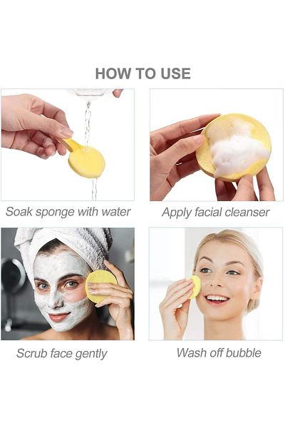 LA PERLA TECH Compressed Facial Round Sponges for Women 12pcs