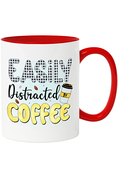 StoryGift Romania Cana cu mesajul "Easily distracted by coffee", ilustratie, ...