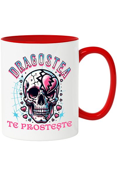 StoryGift Romania Mug Human Skull Funny Text Love Fools You Valentine's Day, 330ml, Ceram, With ,STG