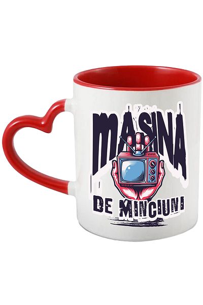 StoryGift Romania Mug _television Digital Lie Machine, 330ml, Ceramic with Heart Handle Ro, With,STG.