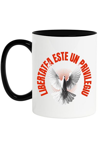 StoryGift Romania Mug with White Dove Huge Wings Symbol Purity Text Freedom Is A View, With ,STG.