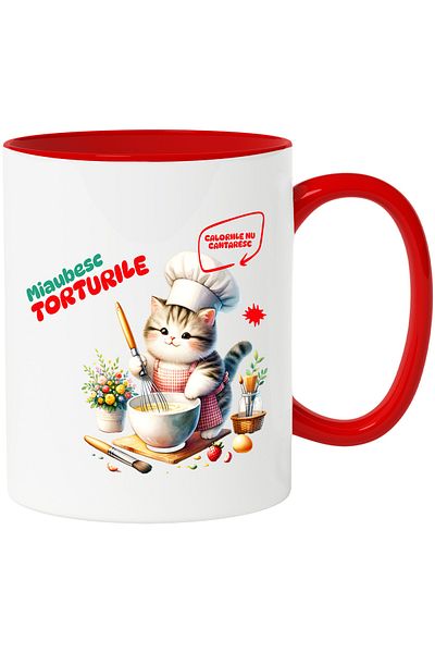 StoryGift Romania Chef cat mug, culinary delights for food lovers, 330ml, Ceramic, With, STG
