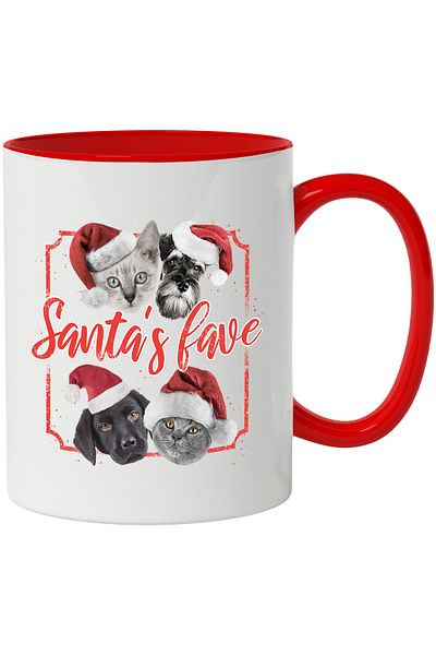 StoryGift Romania Mug With Message In English Santa's Love, Dogs, Cats, Fes, Christmas, Multicolor 3, With ,STG