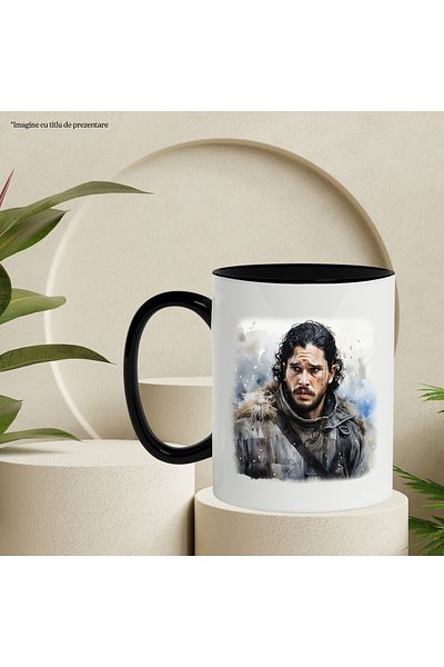 StoryGift Romania Mug With Jon Snow, Game of Thrones, Series, Books, Fantasy, Multicolor 330 ml, , With