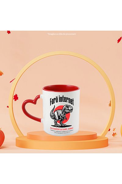 StoryGift Romania Video game mug No internet. Run and jump, dino, 330ml, Ceramic with Handle, With, STG