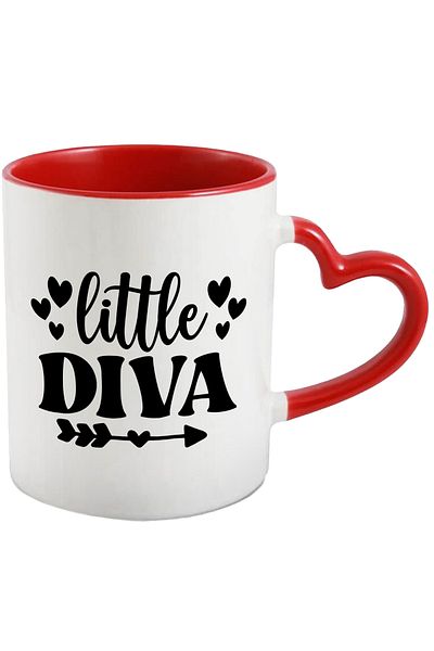 StoryGift Romania Heart mug for a little diva - appreciated affection with Red Heart Handle, With ,STG