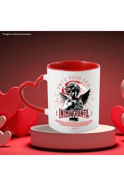 StoryGift Romania Angel Mug with Heart France - I'm Going Through Hell, 330ml, Ceramic with Red Heart Handle, With,STG.