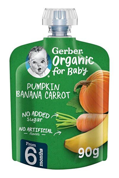 GERBER طعام الأطفال العضوي المهروس باليقطين والموز والجزر
