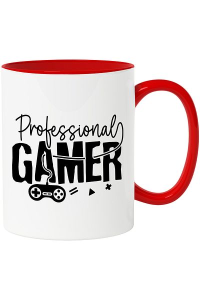 StoryGift Romania Mug with the text "Professional gamer" - professional electronic sports player with M, Cu, STG.