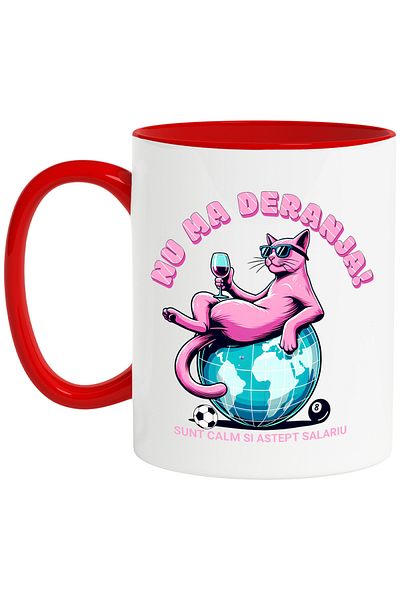 StoryGift Romania Cat mug with wine glass, don't bother me, I'm waiting for my salary, 330ml, Ceramic with Ma, Cu, STG.