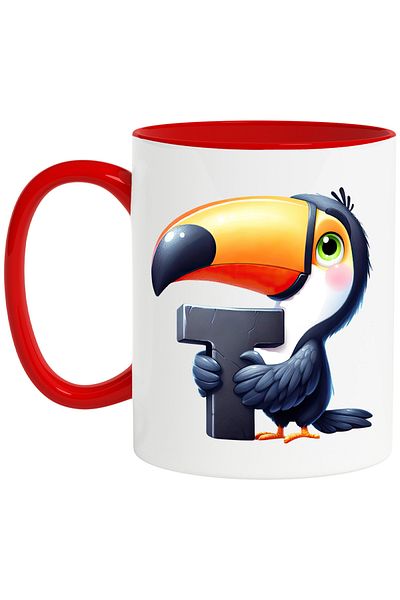 StoryGift Romania Mug with the toucan bird with the letter "T", illustration, for children, school, student, class, With, STG.