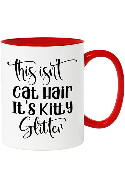 StoryGift Romania Mug for cat lovers with the message "That's not cat hair, It's glitter, With ,STG