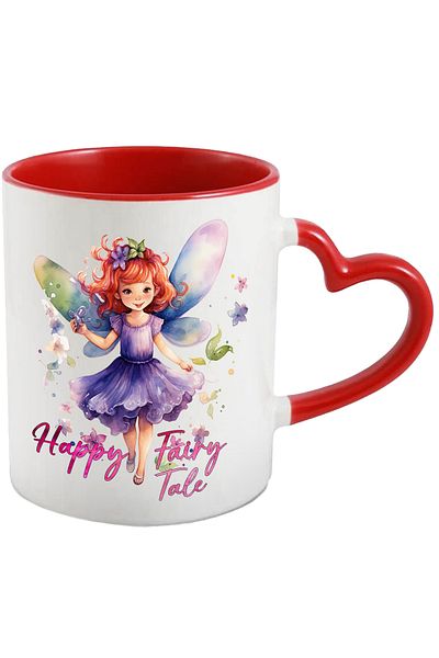 StoryGift Romania Mug with a fairy girl with the message "Happy Fairy Tale", fairy tale, illustration, tableware, f, With, STG