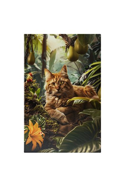 StoryGift Romania Tablou Canvas Motanul Leneș Și Pisicile Din Pădure Fructe Tropicale Și Umbră În Verdeață , Pict