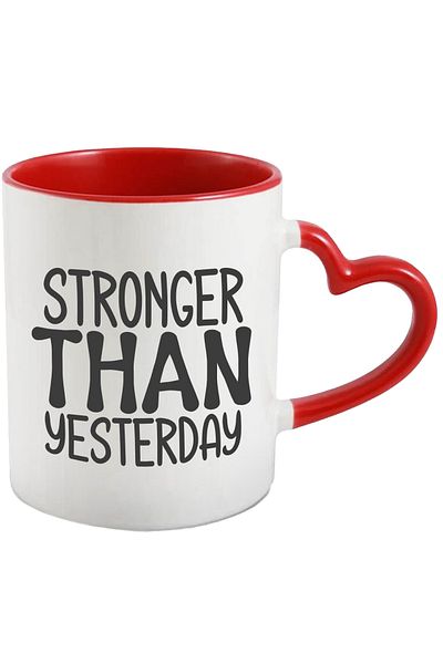 StoryGift Romania Mug with the text in English "Stronger than yesterday" - stronger than yesterday mo, With ,STG.
