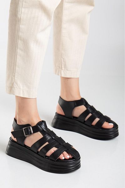Zerenyus Sandale de damă Toten Black Belted