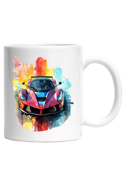 StoryGift Romania Cana Cu Masina Sport, Lux, Watercolor, Vopsea, Viteza, Multicolor 330 ml, Cerami, Cu ,STG