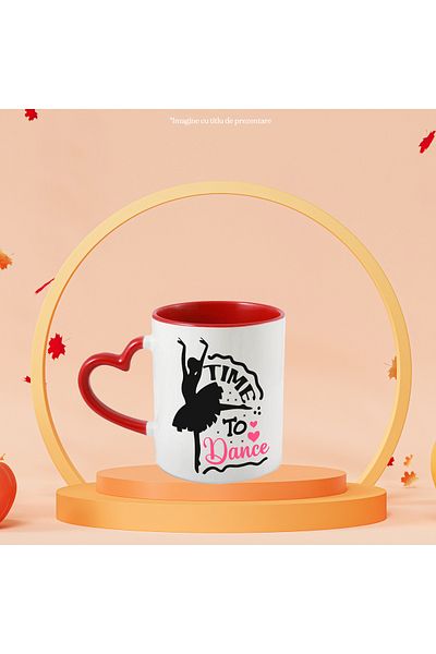 StoryGift Romania Mug with hearts and the message "Time to dance" - it's time to dance with Maner, Cu,STG.