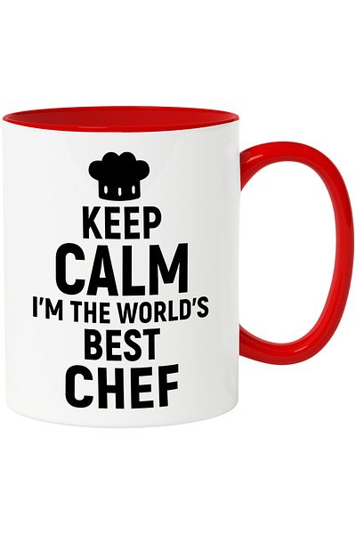 StoryGift Romania Mug with the message "Keep calm, I'm the best chef in the world" with Man, Cu, STG