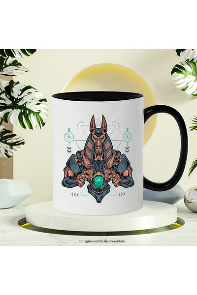 StoryGift Romania Anubis Mug, Mecha, Sci Fi, Geometric, Mythology, Multicolor 330 ml, Ceramic, With
