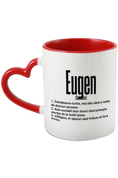StoryGift Romania Mug With The Name Eugen, With Funny Message, Curious, Sociable, Noisy, 330ml, Ceram, With ,STG