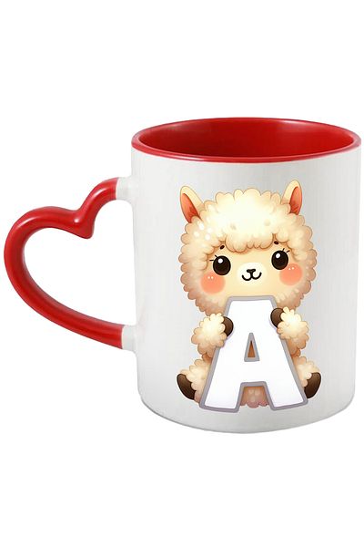 StoryGift Romania Mug with an animal holding the letter "A", illustration, for children, school, student, With ,STG