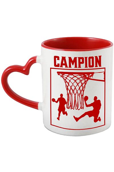 StoryGift Romania Basketball Players Sport Basket Champion Mug, 330ml, Ceramic with Red Heart Handle, With ,STG