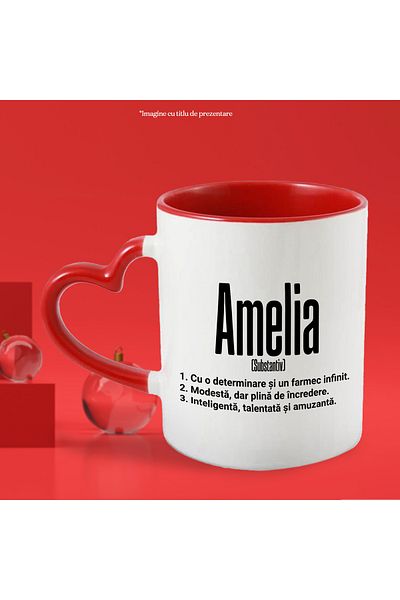 StoryGift Romania Mug With Name Amelia, and Motivational Message, Determination, Modest, Intelligence,, With ,STG
