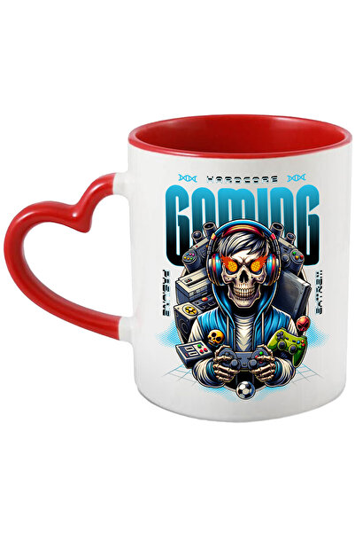 StoryGift Romania Cana schelete Hardcore Gaming. Pasiune. Extrem, 330ml, Ceramica cu Maner Inima R, Cu ,STG