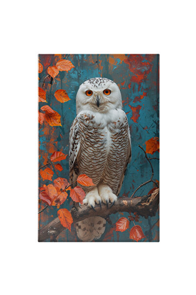 StoryGift Romania Tablou Canvas: Bufniță Între Frunzele Portocalii -ochii Buf...