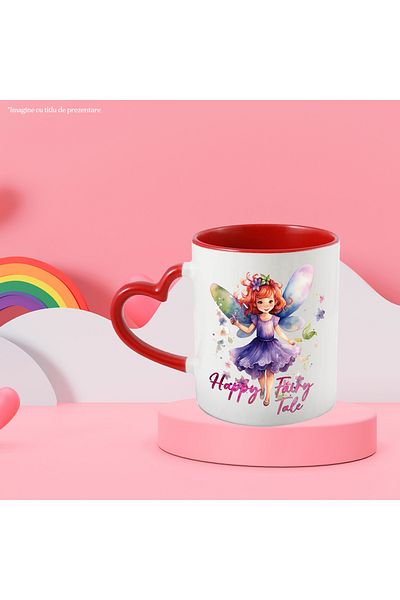 StoryGift Romania Mug with a fairy girl with the message "Happy Fairy Tale", fairy tale, illustration, tableware, f, With, STG