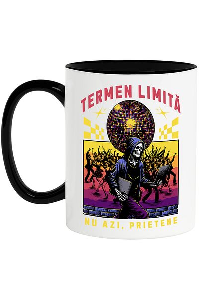 StoryGift Romania Death on Laptop in Disco Mug Deadline. Not Today, Friend, 330ml, Wax, With,STG.