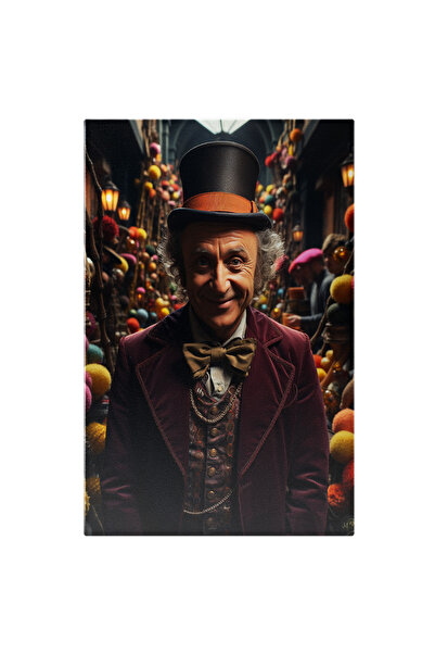 StoryGift Romania Tablou Canvas: Portret Barbat Batran Cu Joben Cvostum De Matase Mov Si Papion Pictura Digitala