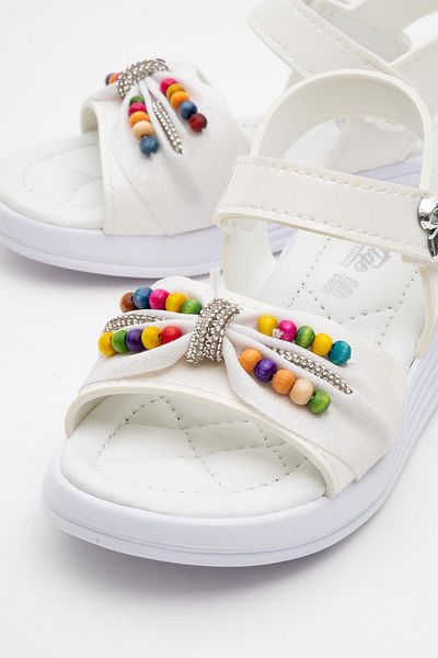 Kid's World Beaded Stone Lightweight Flat Sole Girl's Sandals