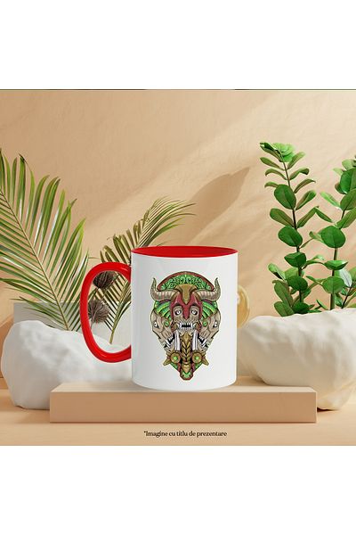 StoryGift Romania Mug With Helmet, Horns, Masks, Fangs, Demons, Robot, Multicolor 330 ml, Ceramic c, With ,STG.