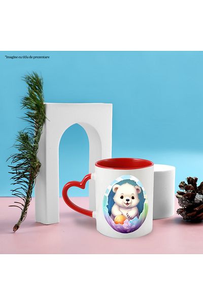 StoryGift Romania Mug with a polar bear coming out of a broken egg | illustration | cheerful | happiness, With ,STG