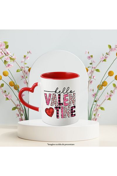 StoryGift Romania Mug with the message "Hello Valentine", hello, good, Valentine's Day, illustration, love, With, STG.