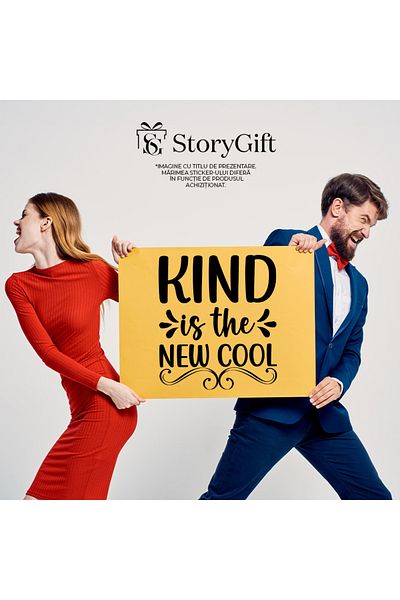 StoryGift Romania Sticker Exterior cu mesajul "Binele este noul lucru misto" , Vinyl Negru, 50 cm