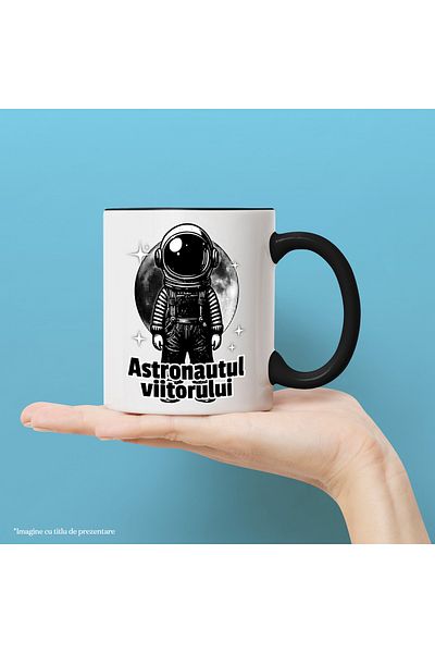 StoryGift Romania Astronaut Child Mug. _Astronaut of the Future_, 330ml, Ceramic with Black Handle, With Ma,STG
