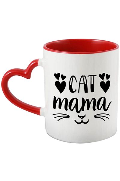 StoryGift Romania Mug for cat loving moms with the text in English "Cat mama" with Mane, Cu, STG
