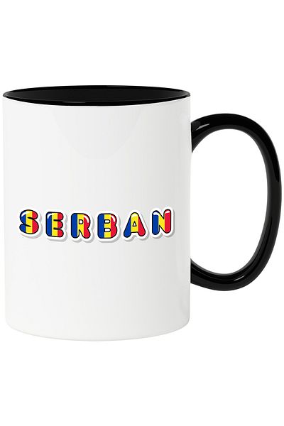 StoryGift Romania Mug With Name Serban, Romania, Supporter, Romanian Flag, Patriot, 330ml, Wax, With,STG
