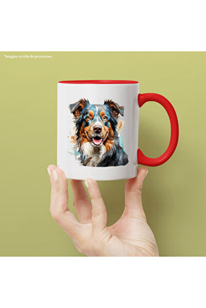 StoryGift Romania Dog Mug, Collie, Illustration, Mosaic, Smile, Animal, Multicolor 330 ml, Ce, Cu, STG