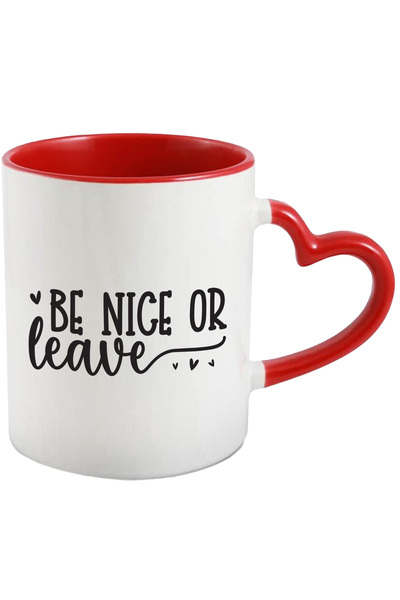 StoryGift Romania Cana cu inimioare si mesajul "Be nice or leave" - fii amabi...